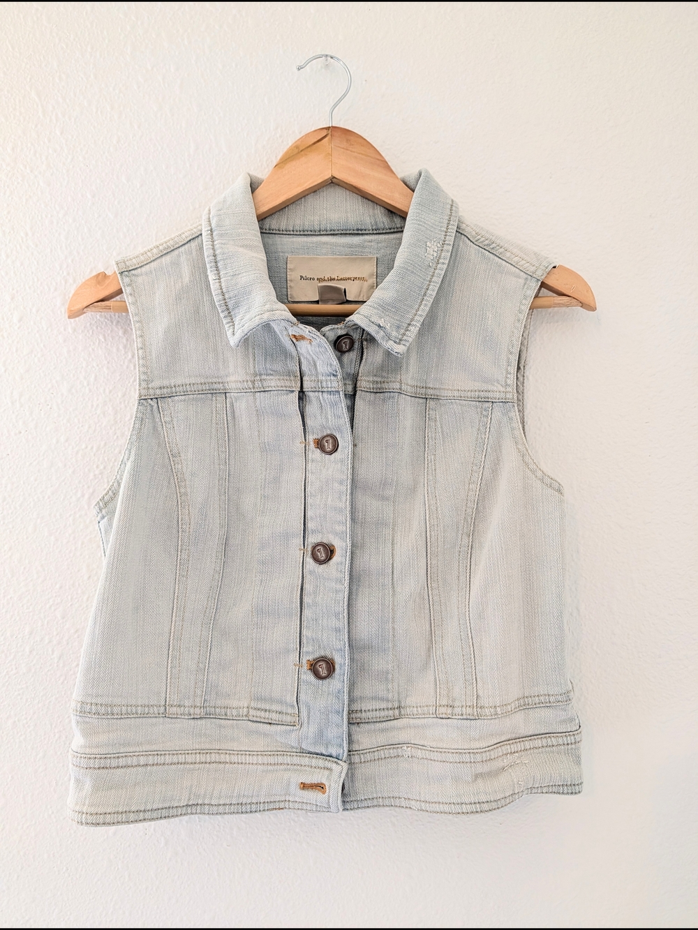 Anthropologie Pilcro Light Wash Denim Vest - Light Blue Size m